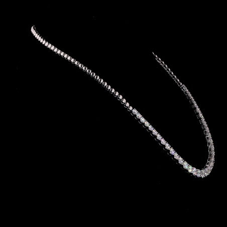 21.00ct Lab Grown Diamond Tennis Necklace, 14k White Gold - Graduated Round Cut