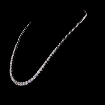 21.00ct Lab Grown Diamond Tennis Necklace, 14k White Gold - Graduated Round Cut