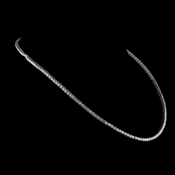 28 TCW Lab Grown Diamond Tennis Necklace 14K Gold, Adjustable
