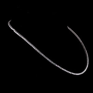 28 TCW Lab Grown Diamond Tennis Necklace 14K Gold, Adjustable