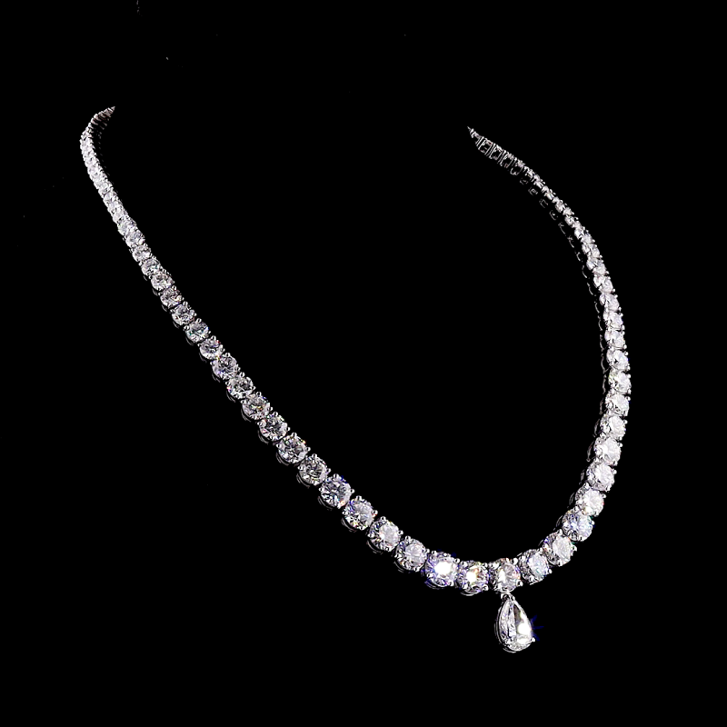 45 Ct.Round Solitaire lab Grown Diamond Necklace With Pear Drop