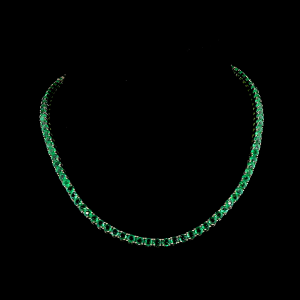 26 Ctw Classic Emerald Gemstone Tennis Necklace