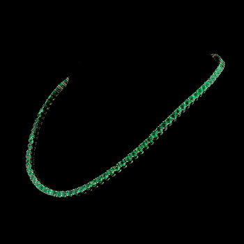 26 Ctw Classic Emerald Gemstone Tennis Necklace