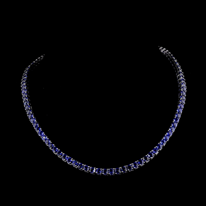 26 TCt. Round Cut Lab Grown Blue Sapphire Tennis Necklace