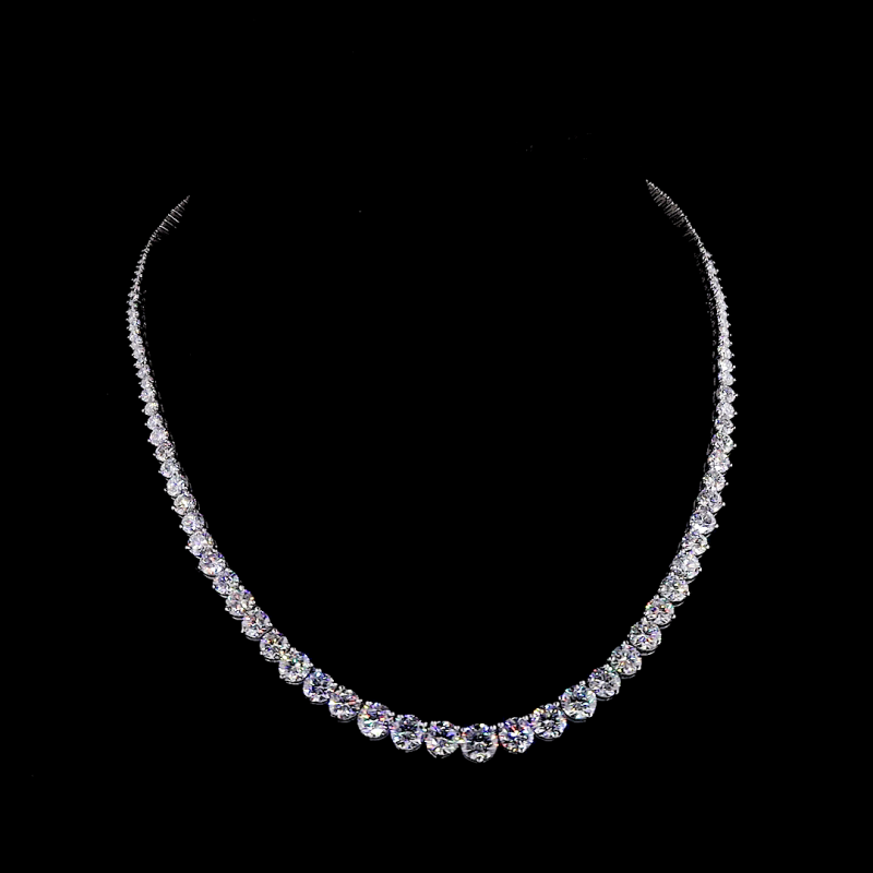 29ct. Lab Grown Diamond Graduated Tennis Necklace, 14k White Gold