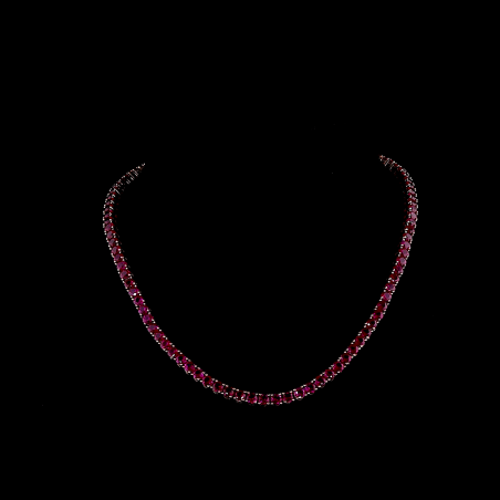26 Ct Round Shape Lab Grown Ruby Tennis Necklace in 18k Yellow Gold