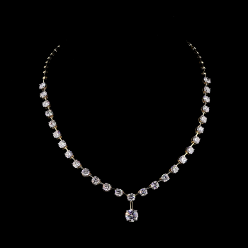 Lab Grown Diamond Necklace with Drop Pendant 14K Solid Gold Tennis Necklace