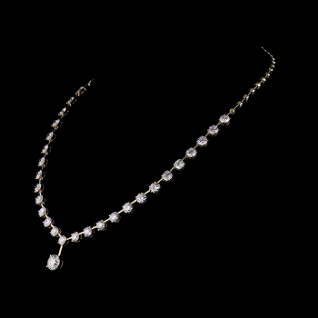 Lab Grown Diamond Necklace with Drop Pendant 14K Solid Gold Tennis Necklace