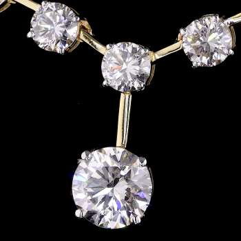 Lab Grown Diamond Necklace with Drop Pendant 14K Solid Gold Tennis Necklace