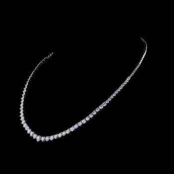 24 Cts. Total Graduated Lab Grown Diamond Tennis Necklace in 14K Gold IGI Certified