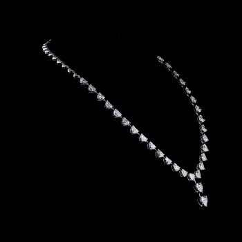 Heart Shape Lab Grown Diamond Tennis Necklace with Heart Pendant 14K Solid Gold