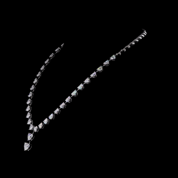 Heart Shape Lab Grown Diamond Tennis Necklace with Heart Pendant 14K Solid Gold