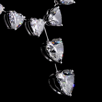 Heart Shape Lab Grown Diamond Tennis Necklace with Heart Pendant 14K Solid Gold