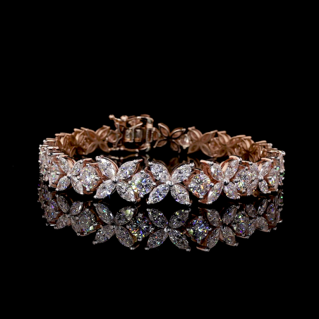 18k Rose Gold Marquise & Round Lab Grown Diamond Bracelet