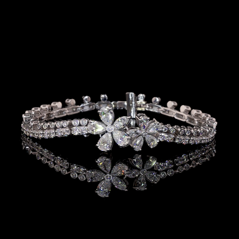 14k White Gold Fancy Bracelet made with Lab Grown Pears and Rounds and Marquise Diamonds 14k White Gold Fancy Bracelet made with Lab Grown Pears and Rounds and Marquise Diamonds