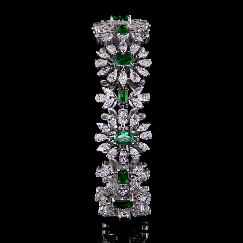 Emerald and Marquise Cut Diamond fancy Bracelet Emerald and Marquise Cut Diamond fancy Bracelet