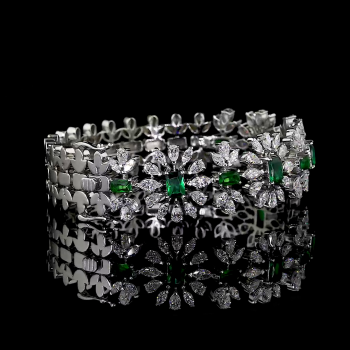 Emerald and Marquise Cut Diamond fancy Bracelet Emerald and Marquise Cut Diamond fancy Bracelet