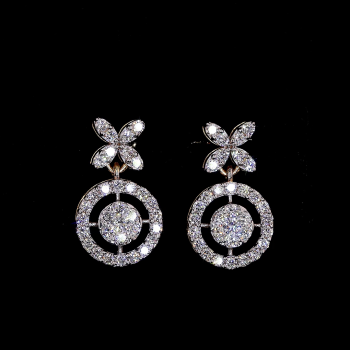 Round Shape Butturfly Diamond Drop Earring Round Shape Butturfly Diamond Drop Earring