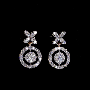 Round Shape Butturfly Diamond Drop Earring