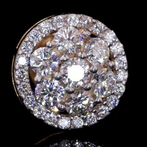 Embossed Round Flower Cluster Stud Diamond Earrings