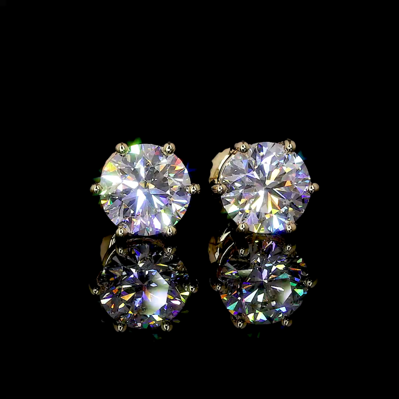 IGI Certified 4 Carat Total Round Shape Lab Grown Diamond Stud Earrings 14K/18K Yellow Gold IGI Certified 4 Carat Total Round Shape Lab Grown Diamond Stud Earrings 14K/18K Yellow Gold