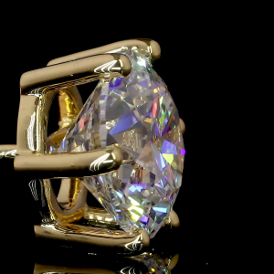 IGI Certified 4 Carat Total Round Shape Lab Grown Diamond Stud Earrings 14K/18K Yellow Gold