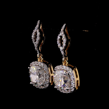 Square Cushion Shape Diamodn Drop Earring with halo Setting Square Cushion Shape Diamodn Drop Earring with halo Setting