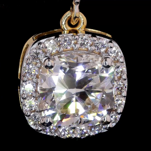 Square Cushion Shape Diamodn Drop Earring with halo Setting