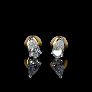 1.20Ct. Each IGI Certified Pear-Cut Diamond Stud Earrings