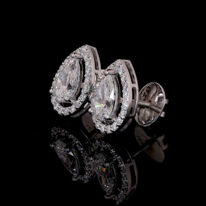 pear-shaped halo stud earrings