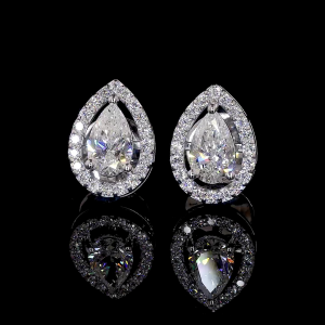 pear-shaped halo stud earrings
