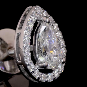 pear-shaped halo stud earrings