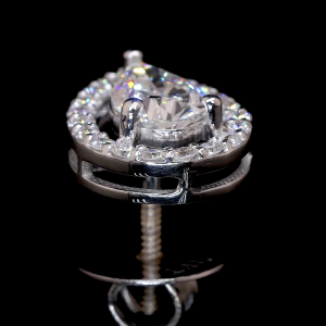 pear-shaped halo stud earrings