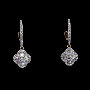 Flower cluster drop earrings With Round Shape Lab Diamond Flower cluster drop earrings With Round Shape Lab Diamond