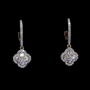 Flower cluster drop earrings With Round Shape Lab Diamond