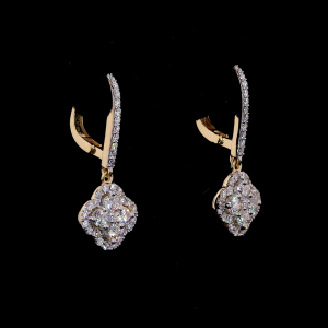 Flower cluster drop earrings With Round Shape Lab Diamond