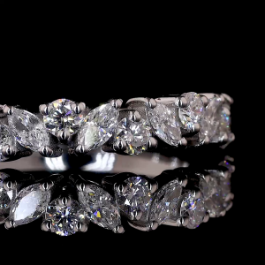 Round and Marquies Half Band with Lab Diamond