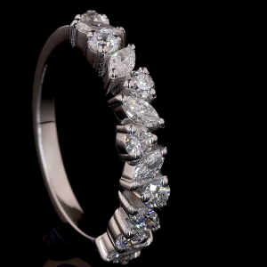 Round and Marquies Half Band with Lab Diamond