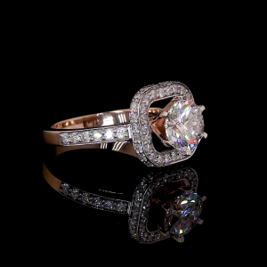 Vintage 1.5 Carat Lab Diamond Engagement Ring Gold Ring for Women 1.62ct Vintage Halo Gold Ring