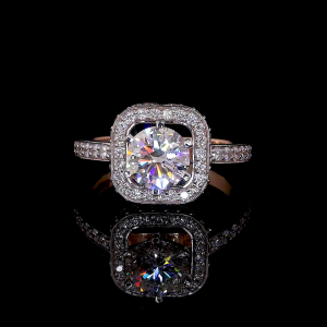 Vintage 1.5 Carat Lab Diamond Engagement Ring Gold Ring for Women 1.62ct Vintage Halo Gold Ring