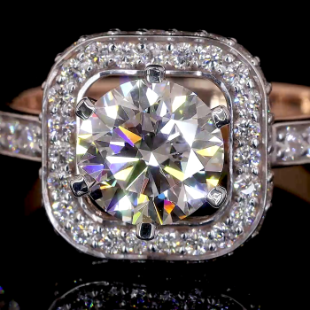 Vintage 1.5 Carat Lab Diamond Engagement Ring Gold Ring for Women 1.62ct Vintage Halo Gold Ring Vintage 1.5 Carat Lab Diamond Engagement Ring Gold Ring for Women 1.62ct Vintage Halo Gold Ring