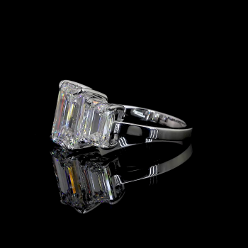 14k Gold Emerald Cut Trilogy Diamond Ring – Three Stone Engagement 14k Gold Emerald Cut Trilogy Diamond Ring – Three Stone Engagement