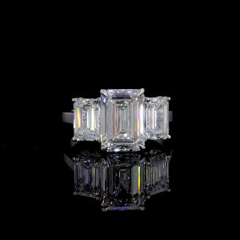 14k Gold Emerald Cut Trilogy Diamond Ring – Three Stone Engagement 14k Gold Emerald Cut Trilogy Diamond Ring – Three Stone Engagement