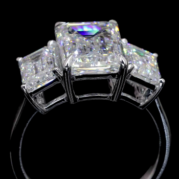 14k Gold Emerald Cut Trilogy Diamond Ring – Three Stone Engagement 14k Gold Emerald Cut Trilogy Diamond Ring – Three Stone Engagement