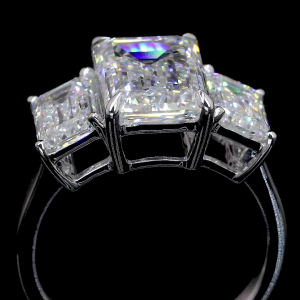 14k Gold Emerald Cut Trilogy Diamond Ring – Three Stone Engagement