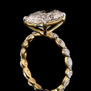 Exquisite Oval Diamond Ring in 14k Gold – Side Stone Engagement Ring