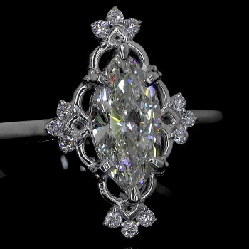 Vintage Marquise Diamond Filigree Ring in 14k Gold – Antique Style Vintage Marquise Diamond Filigree Ring in 14k Gold – Antique Style