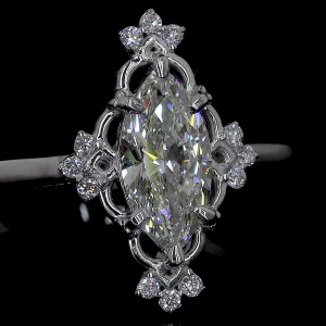 Vintage Marquise Diamond Filigree Ring in 14k Gold – Antique Style