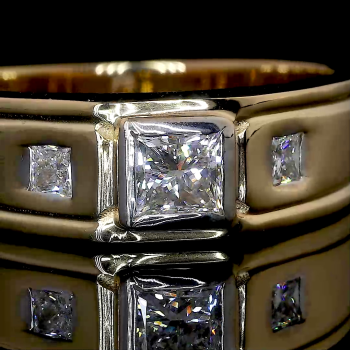 14k Gold Three-Stone Princess Cut Diamond Ring – Classic Engagement 14k Gold Three-Stone Princess Cut Diamond Ring – Classic Engagement