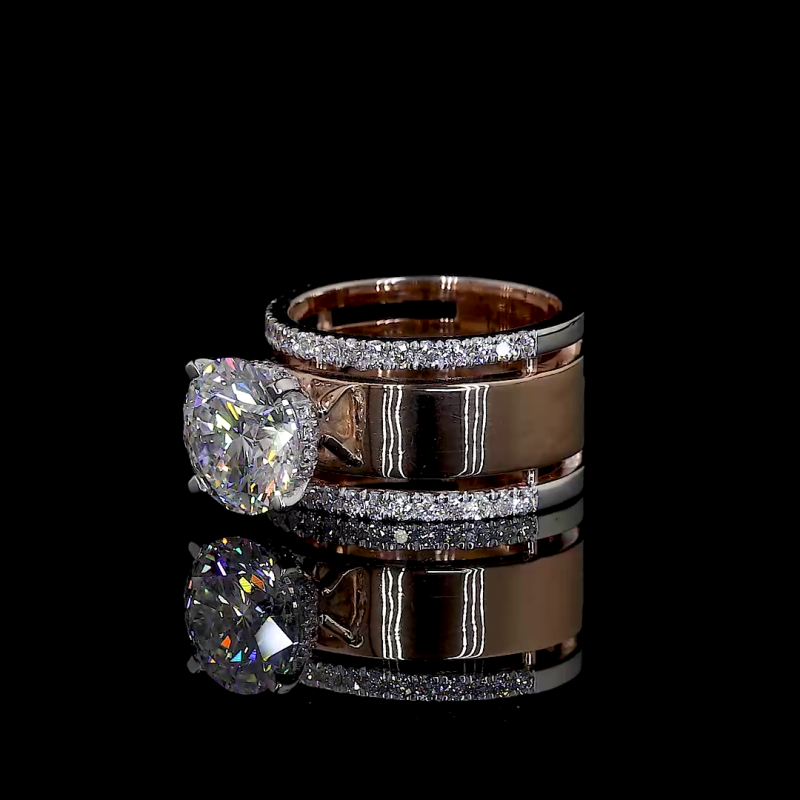 14k Gold Round Diamond Ring – Double Band Engagement Sparkle 14k Gold Round Diamond Ring – Double Band Engagement Sparkle